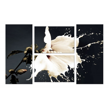 Модульная картина "Белая лилия брызги" четверник 100х60 W548