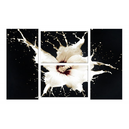 Модульная картина "Белая лилия брызги" четверник 100х60 W547
