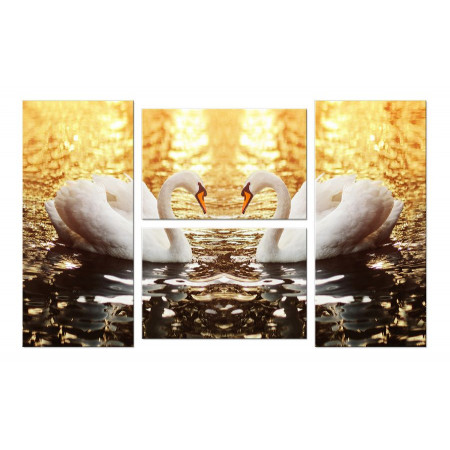 Модульная картина "Сказочно красивые лебеди" четверник 100х60 W520