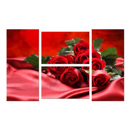 Модульная картина "Розы и шелк" четверник 100х60 W480