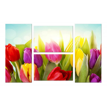 Модульная картина "Волнующие тюльпаны" четверник 100х60 W417