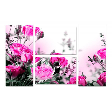 Модульная картина "Розовые розы" четверник 100х60 W41