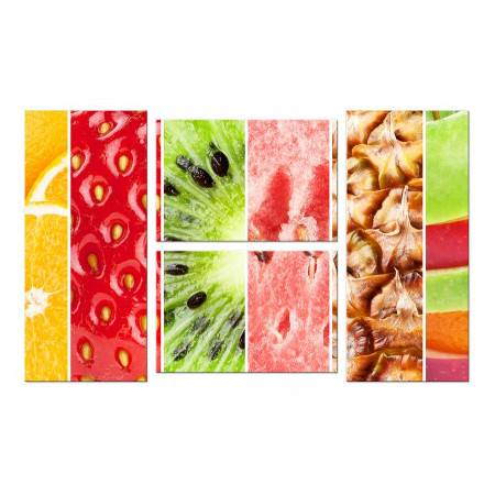 Модульная картина "Коллаж из фруктов и ягод" четверник 100х60 W400