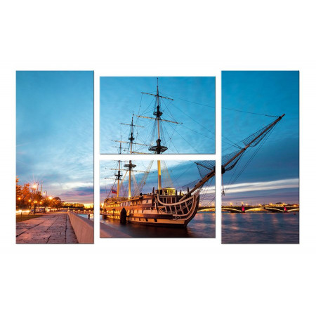 Модульная картина Четверник "Корабль у пристани" 100х60 W392
