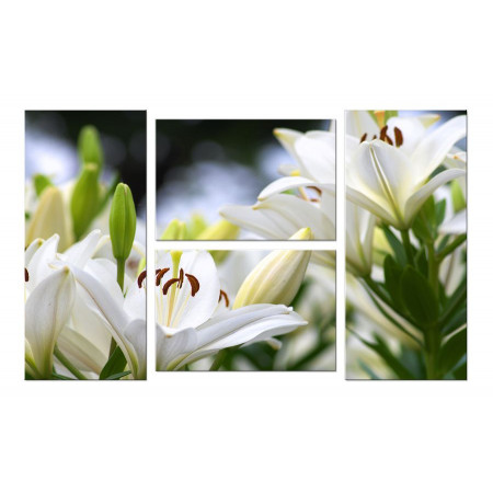 Модульная картина "Белые лилии" четверник 100х60 W371