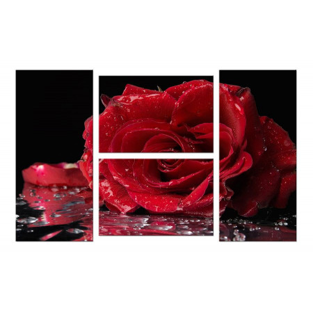 Модульная картина "Алая роза" четверник 100х60 W357