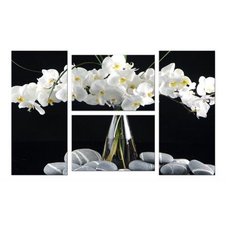 Модульная картина "Белые орхидеи в вазе" четверник 100х60 W321
