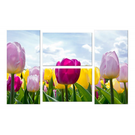 Модульная картина "Весеннее настроение тюльпанов" Четверник 100х60 W296