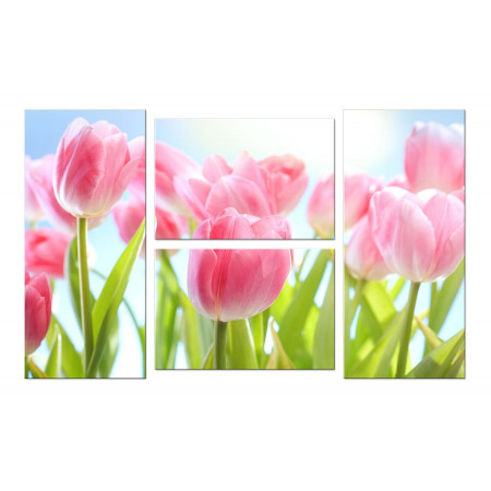 Модульная картина "Нежные тюльпаны" Четверник 100х60 W283