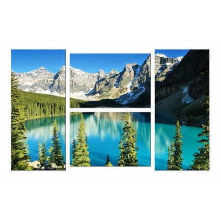 Модульная картина Четверник "Озеро на границе гор и леса" 100х60 W264
