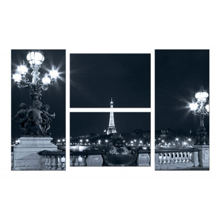 Модульная картина "Париж в ночи" четверник 100х60 W159