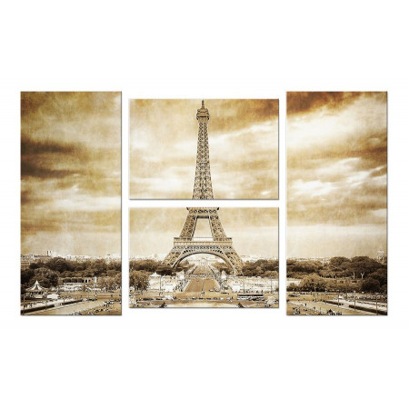 Модульная картина "Париж в бежевых тонах" четверник 100х60 W150