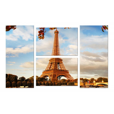 Модульная картина "Эйфелева башня в Париже" четверник 100х60 W123