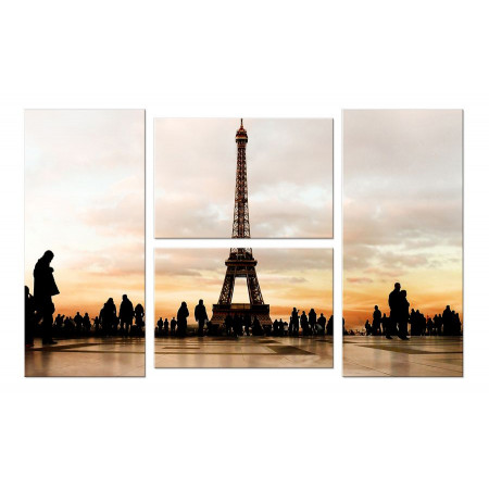 Модульная картина "Прогулки по Парижу после заката" четверник 100х60 W109