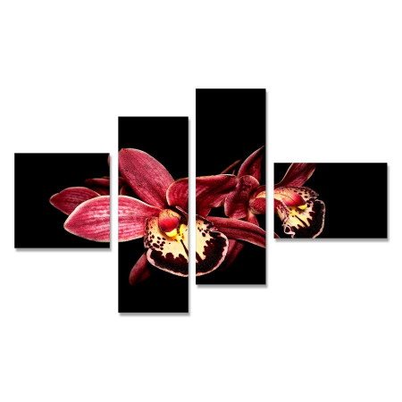 Модульная картина "Бордовая орхидея" четверник 80х140 Y40