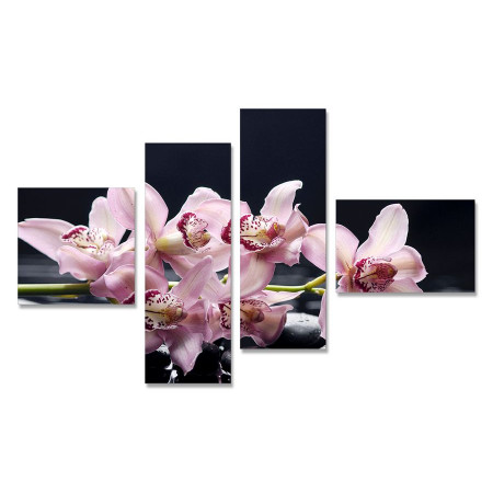 Модульная картина "Ветка сиреневой орхидеи" четверник 80х140 Y218