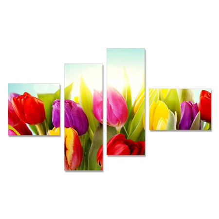 Модульная картина "Волнующие тюльпаны" четверник  80х140 Y 196