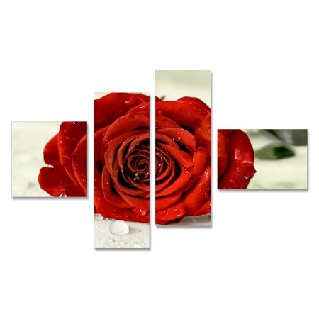 Модульная картина "Красная роза" четверник 80х140 Y134