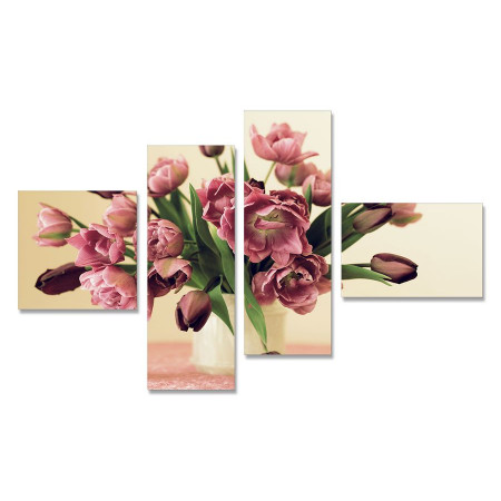 Модульная картина "Ваза с тюльпанами" четверник 80х140 Y 127