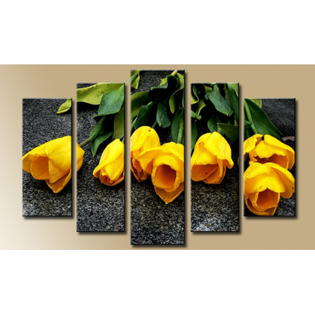 Модульная картина "Желтые тюльпаны" 80х140 М930