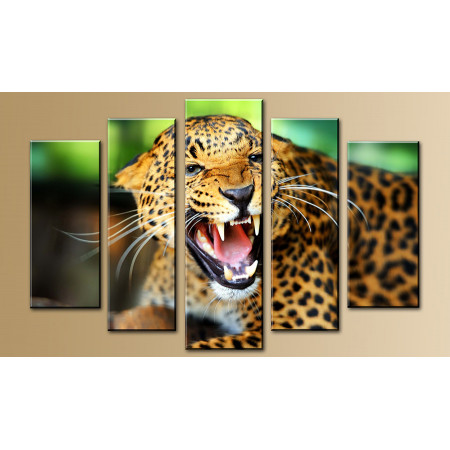 Модульная картина "Оскал леопарда" 80х140 М820