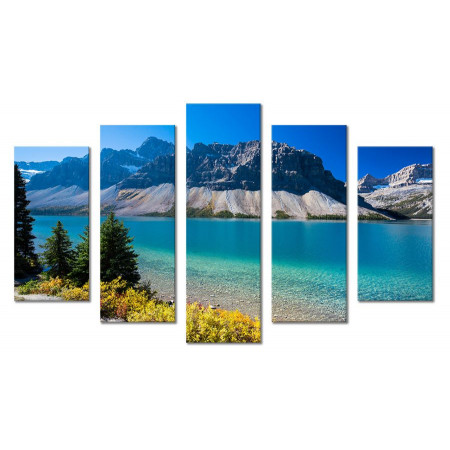 Модульная картина "Прозрачный берег озера на фоне гор" 80х140 М2201