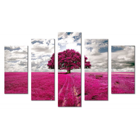 Модульная картина "Дерево на розовом поле" 80х140 М1800