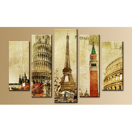 Модульная картина "Абстракция Париж и Эйфелева башня" 80х140 M766