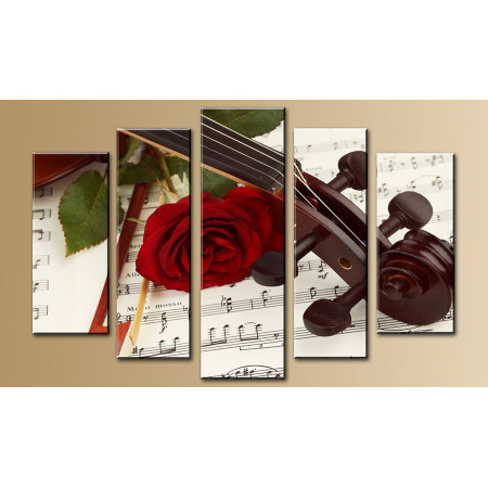 Модульная картина "Натюрморт роза и скрипка" 80х140 M735