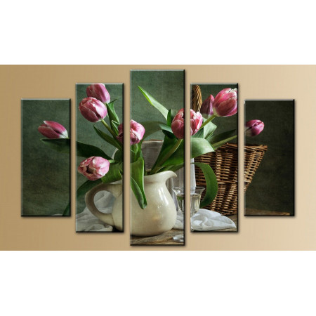 Модульная картина "Кувшин с тюльпанами" 80х140 M588
