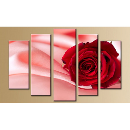 Модульная картина "Красная роза и розовый шелк" 80х140 M570