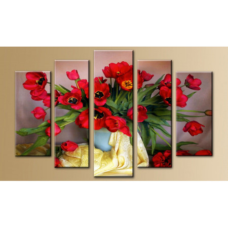 Модульная картина "Тюльпаны в вазе" 80х140 M553