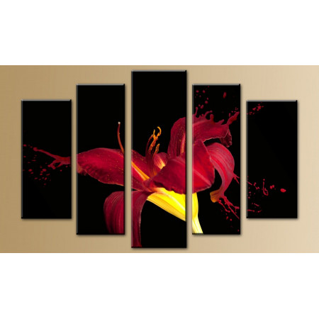 Модульная картина "Красная лилия брызги" 80х140 M447