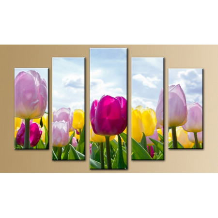 Модульная картина "Весеннее настроение тюльпанов" 80х140 M377