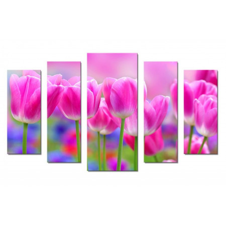 Модульная картина "Розовые тюльпаны" 70х120 Ш860
