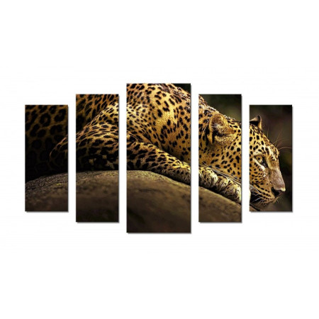 Модульная картина "Леопард на отдыхе" 70х120 Ш751