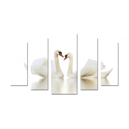 Модульная картина "Белые лебеди на белом" 70х120 Ш719