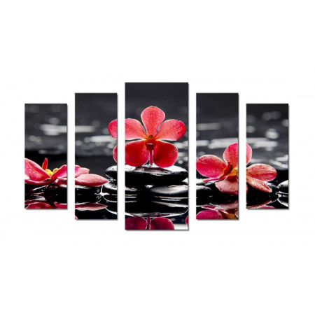 Модульная картина "Красные орхидеи на воде" 70х120 Ш274