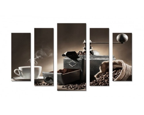 Модульная картина "Дымящийся кофе" 70х120 Ш20