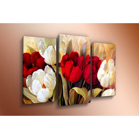 Модульная картина "Белые тюльпаны в букете с красными" 60х80 ТР872