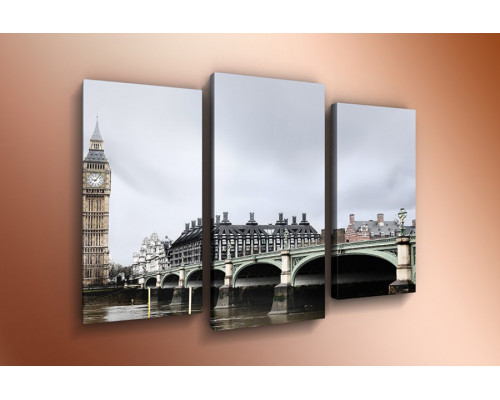 Модульная картина "Вестминстерский мост в пасмурную погоду" 60х80 ТР77