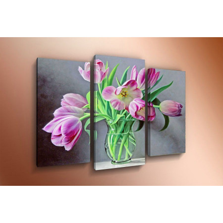 Модульная картина "Букет розовых тюльпанов" 60х80 ТР747