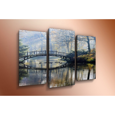 Модульная картина "Мост над лесным прудом" 60х80 ТР679