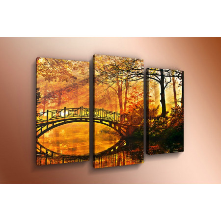 Модульная картина "Мост в лесу на закате" 60х80 ТР665