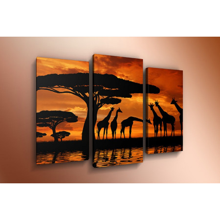 Модульная картина "Жирафы на закате"  60х80 ТР516
