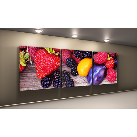 Модульная картина "Ягоды и фрукты" 50х150 КВ87
