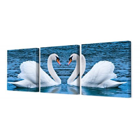 Модульная картина "Лебеди на озере" 35х110 N92