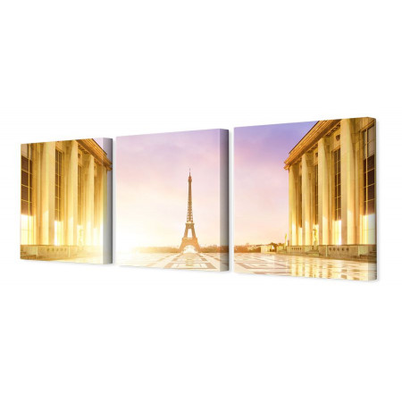 Модульная картина "Париж в лучах восходящего солнца" 35х110 N320