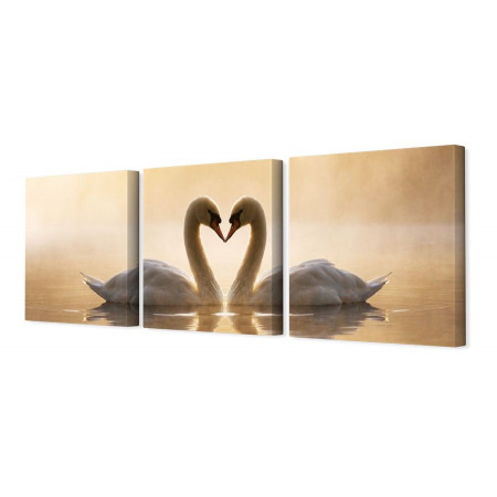 Модульная картина "Лебеди на рассвете" 35х110 N316