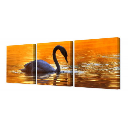 Модульная картина "Лебедь на закате"   35х110 N307
